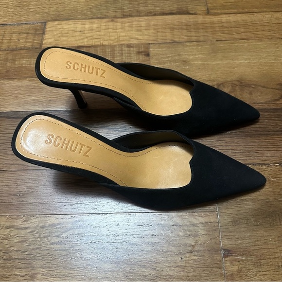 SCHUTZ Buffy Mid Stiletto Black Pump Size 5 - Picture 3 of 6